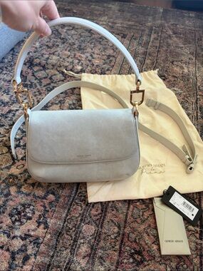 Giorgio Armani Light Blue Denim Shoulder Bag with Gold Hardware
